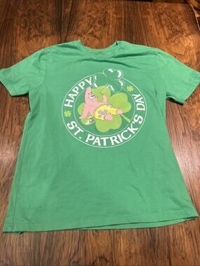 Boys Large Patrick Happy St Patrick’s Day Green T Shirt